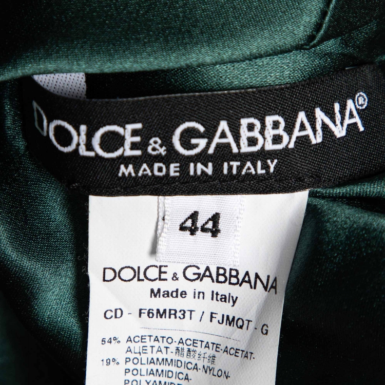Pre Owned Dolce & Gabbana Green/Gold Floral Brocade Sleeveless Dress M