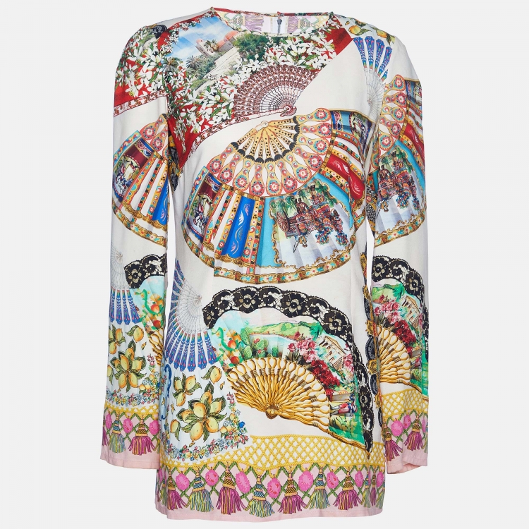 Pre Owned Dolce & Gabbana Multicolor Printed Silk Short Dress M