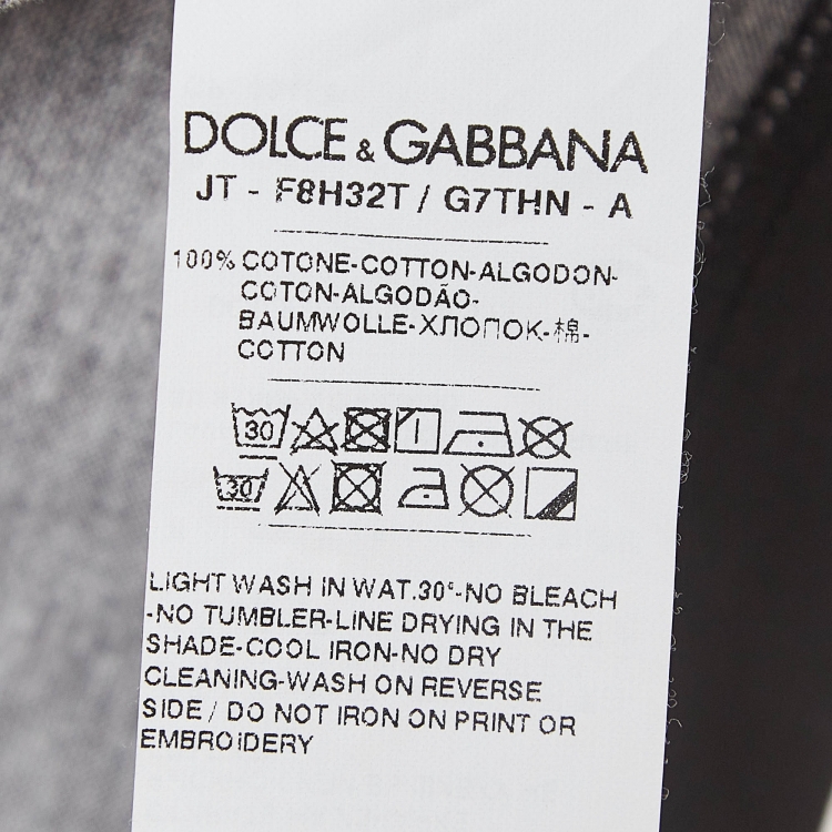 Pre Owned Dolce & Gabbana Black Floral Logo Printed Cotton Crewneck T-Shirt S