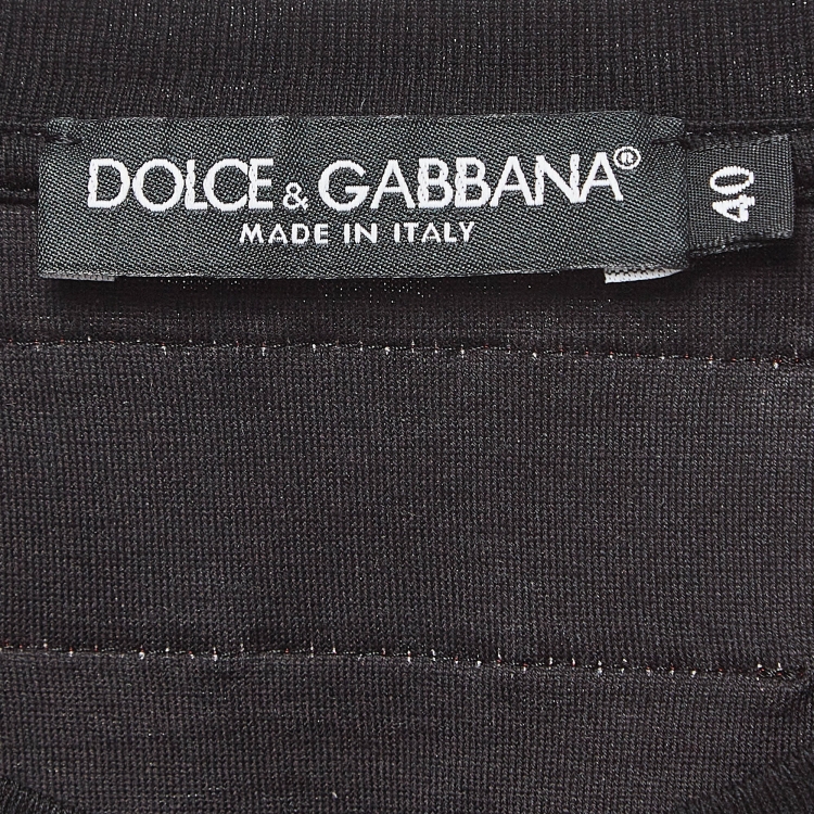 Pre Owned Dolce & Gabbana Black Floral Logo Printed Cotton Crewneck T-Shirt S