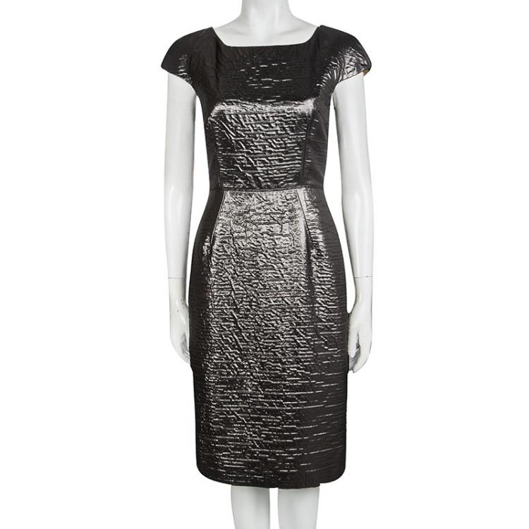 Pre Owned Dolce and Gabbana Metallic Cap Sleeve Sheath Dress M
