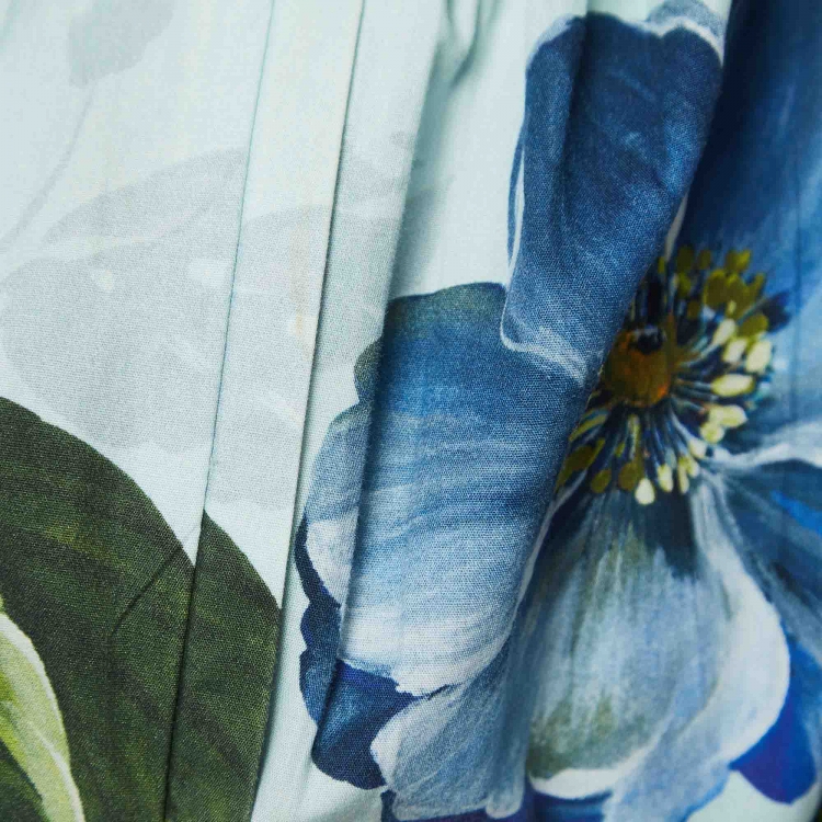 Pre Owned Dolce & Gabbana Blue Floral Print Off-Shoulder Mini Dress M