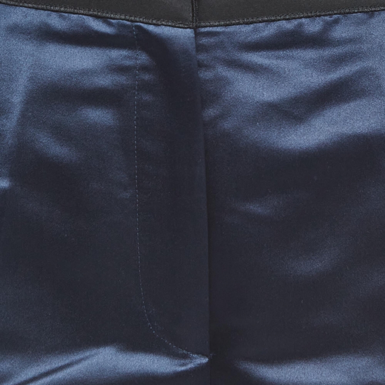 Pre Owned Dolce & Gabbana Navy Blue Side Stripe Satin Trousers S
