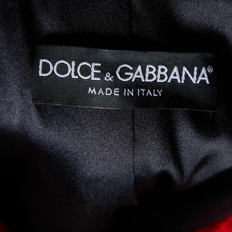 Pre Owned Dolce & Gabbana Red Wool Cropped Jacket M