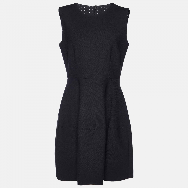 Pre Owned Dolce & Gabbana Black Wool Blend Sleeveless Dress M