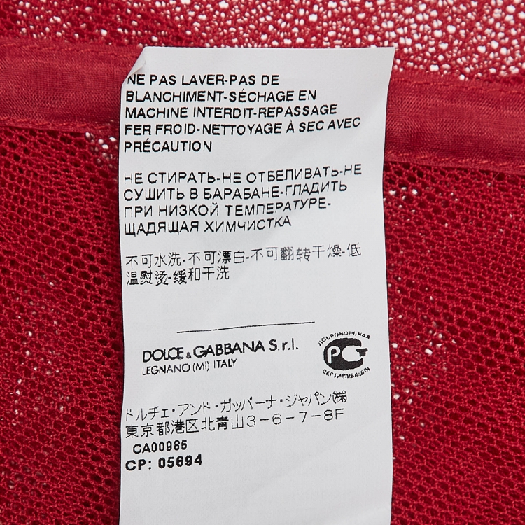 Pre Owned Dolce & Gabbana Red Ruched Stretch Tulle Midi Dress M