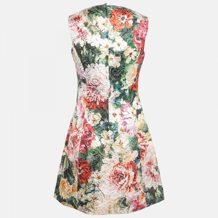 Pre Owned Dolce & Gabbana Multicolor Floral Jacquard Mini Sheath Dress M