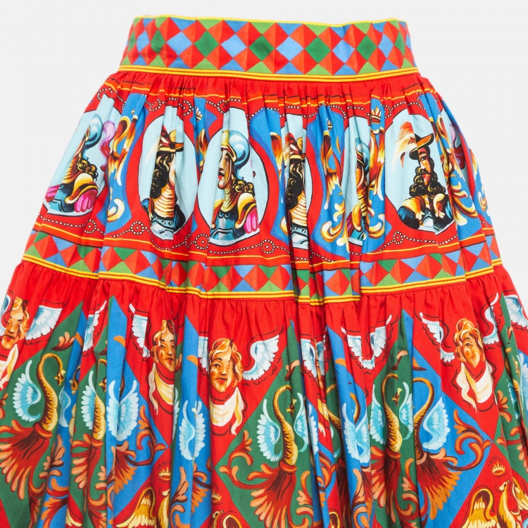 Pre Owned Dolce & Gabbana Multicolor Carretto Print Gathered Mini Skirt S