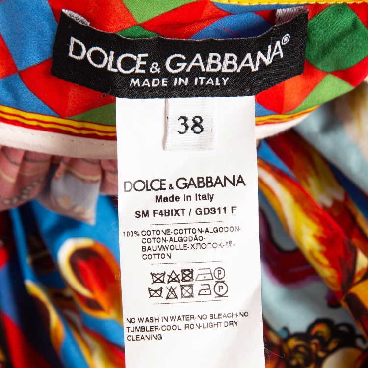 Pre Owned Dolce & Gabbana Multicolor Carretto Print Gathered Mini Skirt S