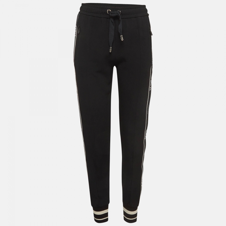 Pre Owned Dolce & Gabbana Black Side Stripe Knit Joggers S