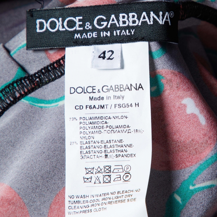 Pre Owned Dolce & Gabbana Black Cherry Print Jersey Midi Dress M