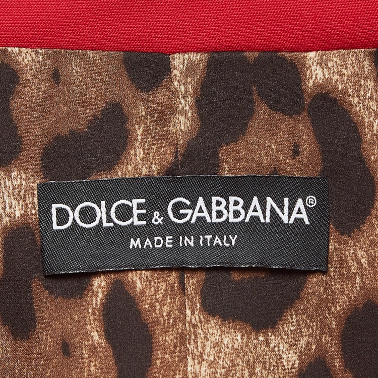 مملوكة مسبقًا Dolce & Gabbana Red Leopard Trim Wool Blend Blazer S