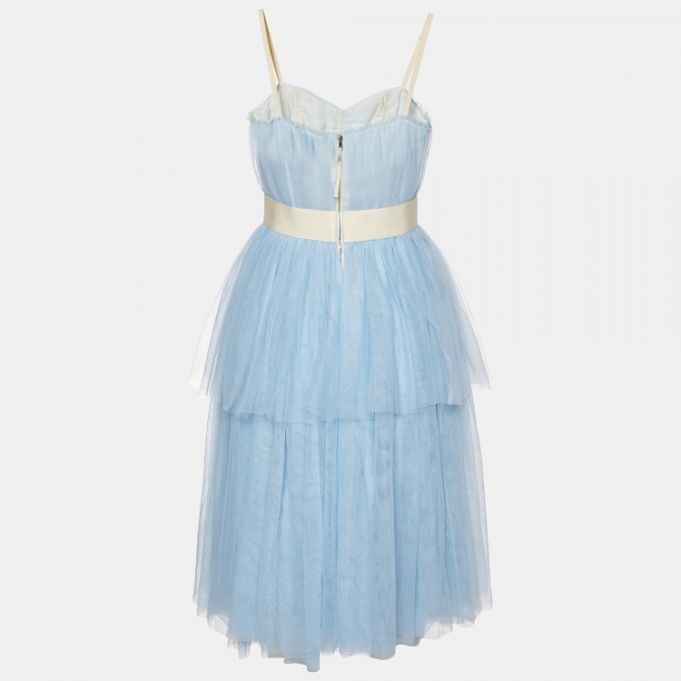 Pre Owned D&G Light Blue Tulle Corset Midi Dress M