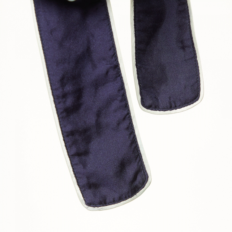 مملوكة مسبقًا Dolce & Gabbana Navy Blue Majolica Print Silk Belted Shirt M