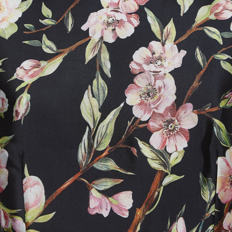 Pre Owned Dolce & Gabbana Black Floral Print Silk Shift Dress M