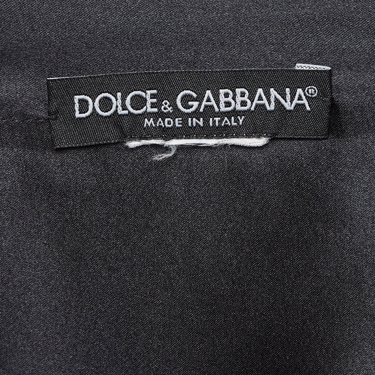 Pre Owned Dolce & Gabbana Black Floral Print Silk Shift Dress M