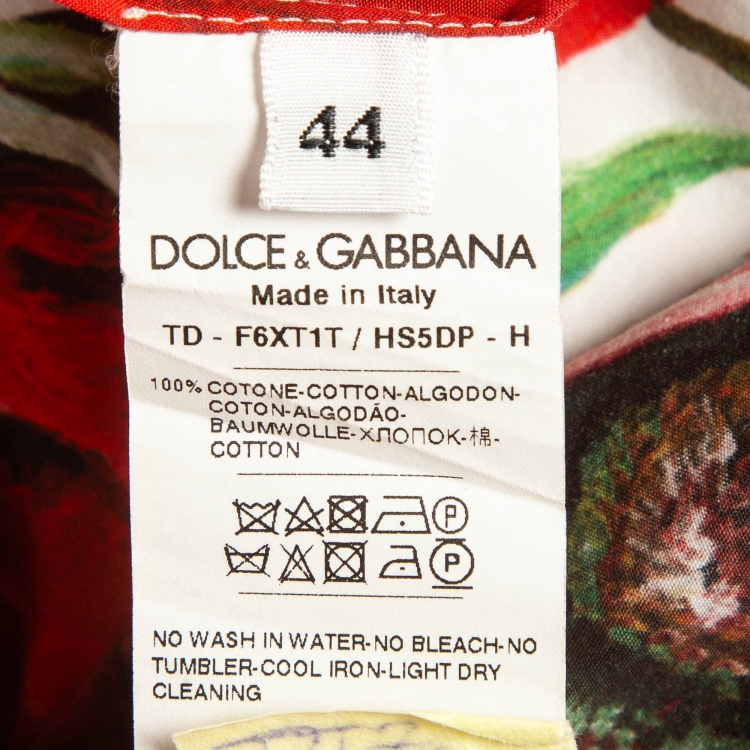 Pre Owned Dolce & Gabbana Red Floral Print Poplin Maxi Shirt Dress M