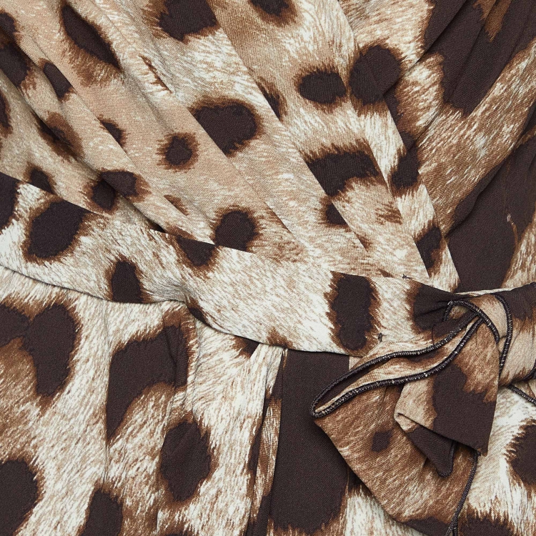 Pre Owned Dolce & Gabbana Brown Leopard Print Silk Maxi Dress L
