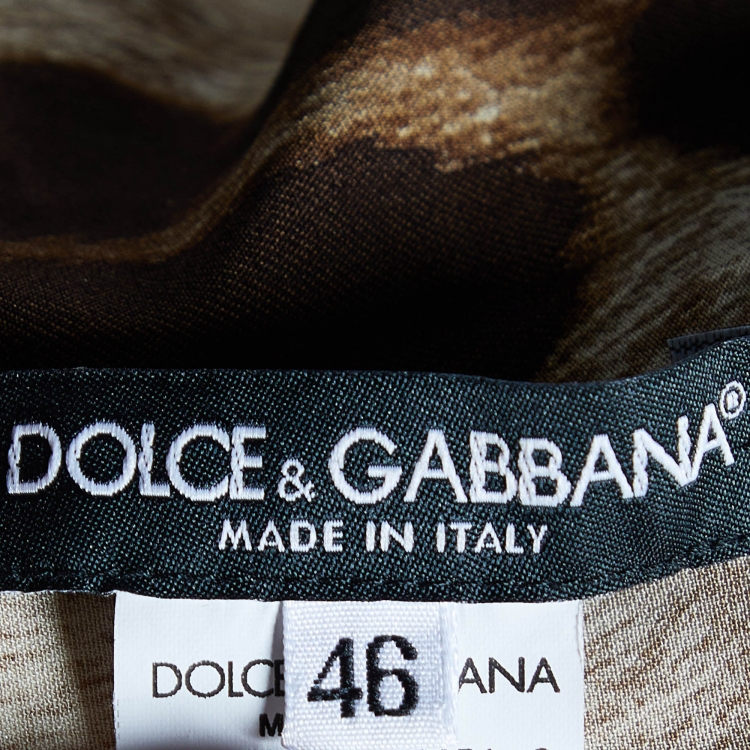 Pre Owned Dolce & Gabbana Brown Leopard Print Silk Maxi Dress L