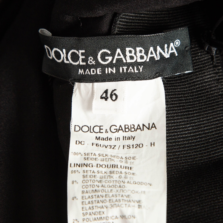 Pre Owned Dolce & Gabbana Black Sunflower Print Silk Crystal Belt Long Dress L