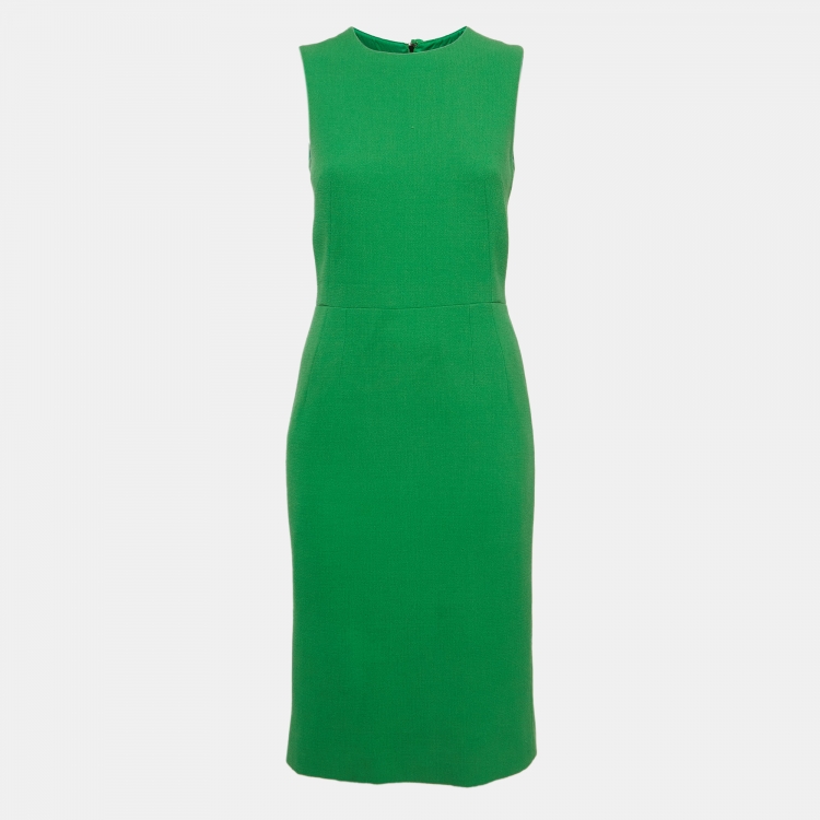 Pre Owned Dolce & Gabbana Green Wool Sleeveless Short Dress M