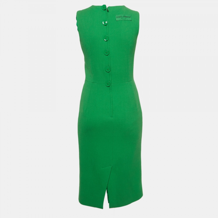 Pre Owned Dolce & Gabbana Green Wool Sleeveless Short Dress M