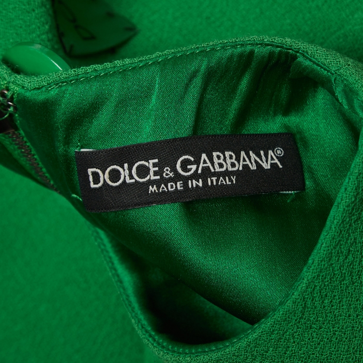 Pre Owned Dolce & Gabbana Green Wool Sleeveless Short Dress M