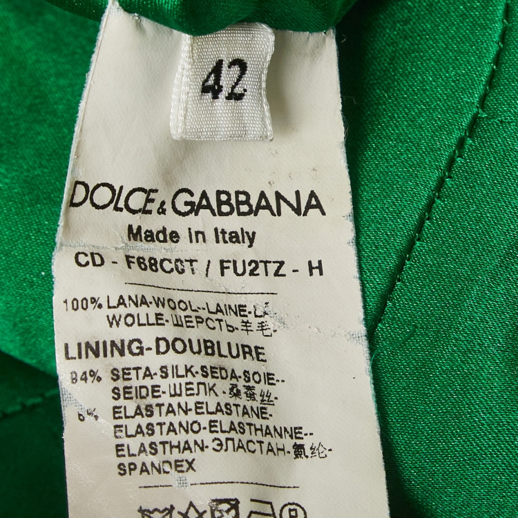 Pre Owned Dolce & Gabbana Green Wool Sleeveless Short Dress M
