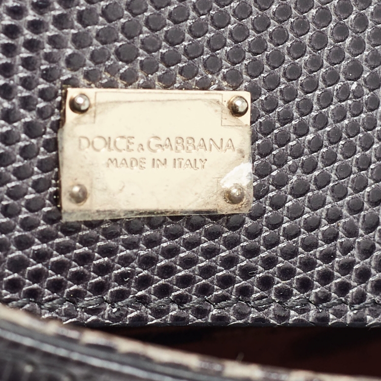 مملوكة مسبقًا Dolce & Gabbana Grey Lizard Embossed Leather Small Miss Sicily Top Handle Bag