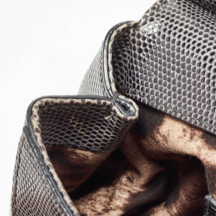 مملوكة مسبقًا Dolce & Gabbana Grey Lizard Embossed Leather Small Miss Sicily Top Handle Bag