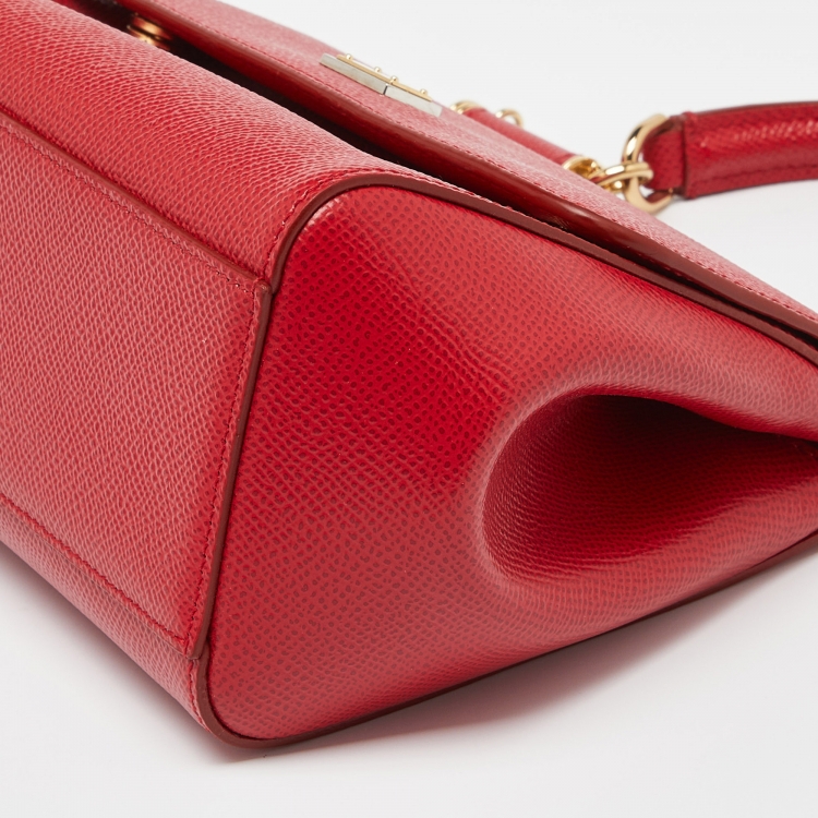 مملوكة مسبقًا Dolce & Gabbana Red Leather Small Miss Sicily Top Handle Bag