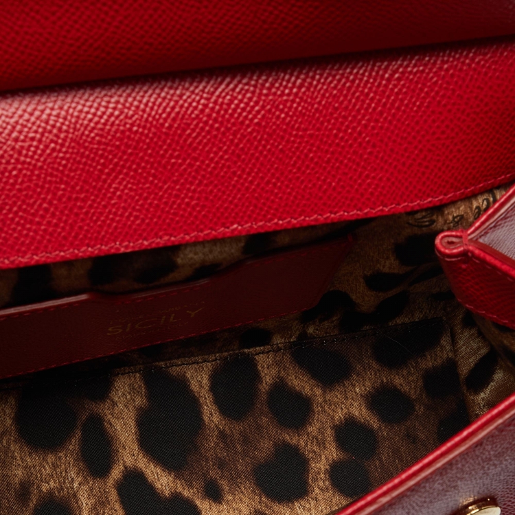 مملوكة مسبقًا Dolce & Gabbana Red Leather Small Miss Sicily Top Handle Bag