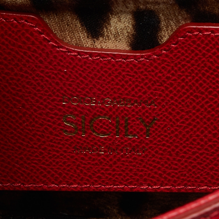 مملوكة مسبقًا Dolce & Gabbana Red Leather Small Miss Sicily Top Handle Bag