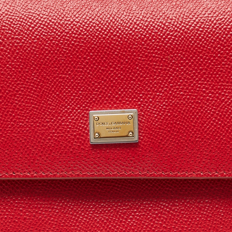مملوكة مسبقًا Dolce & Gabbana Red Leather Small Miss Sicily Top Handle Bag