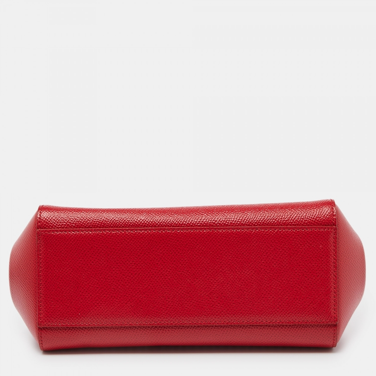 مملوكة مسبقًا Dolce & Gabbana Red Leather Small Miss Sicily Top Handle Bag