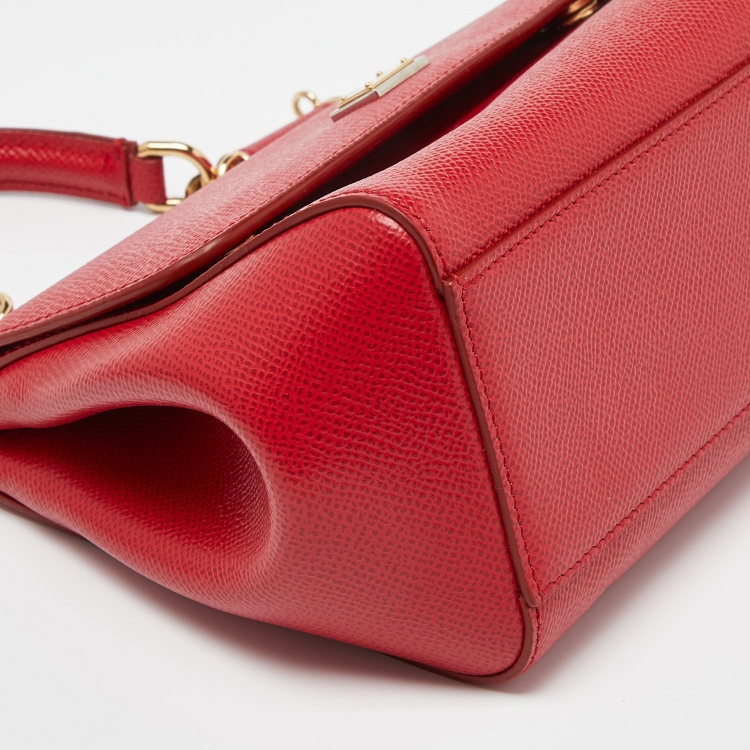 مملوكة مسبقًا Dolce & Gabbana Red Leather Small Miss Sicily Top Handle Bag