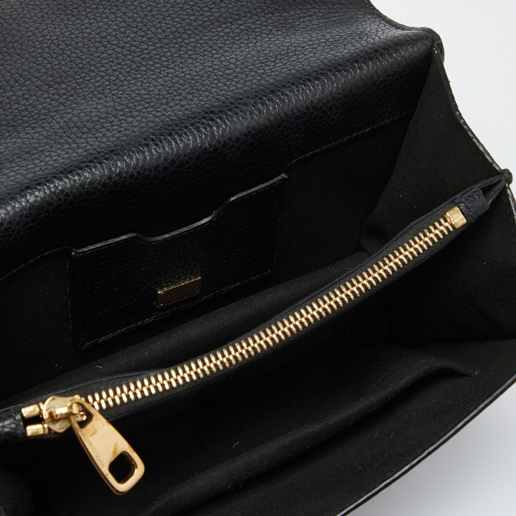 Pre Owned Dolce & Gabbana Black Leather Small Rosalia Shoulder Bag