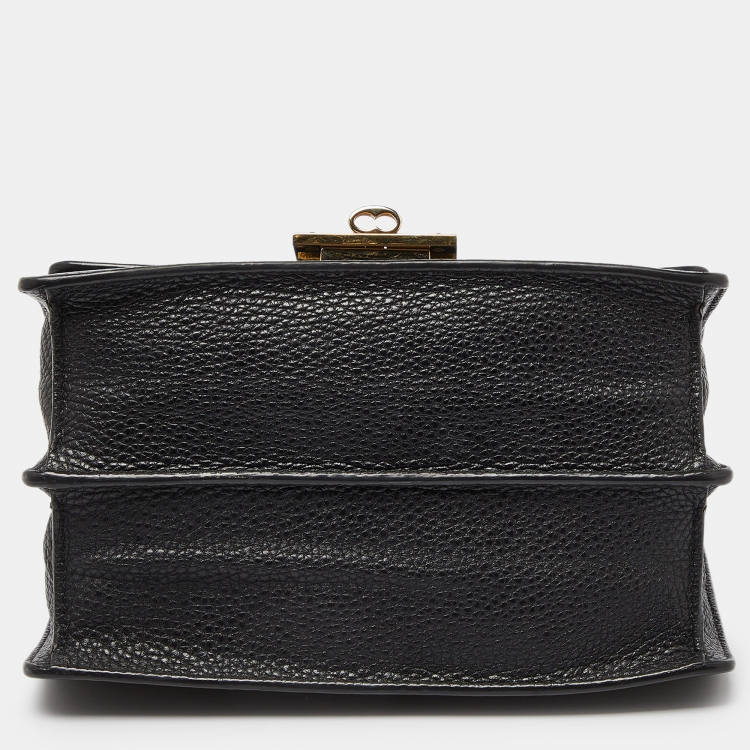 Pre Owned Dolce & Gabbana Black Leather Small Rosalia Shoulder Bag