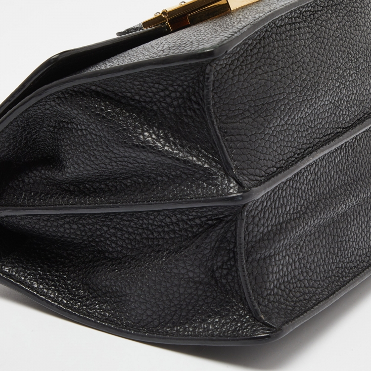 Pre Owned Dolce & Gabbana Black Leather Small Rosalia Shoulder Bag