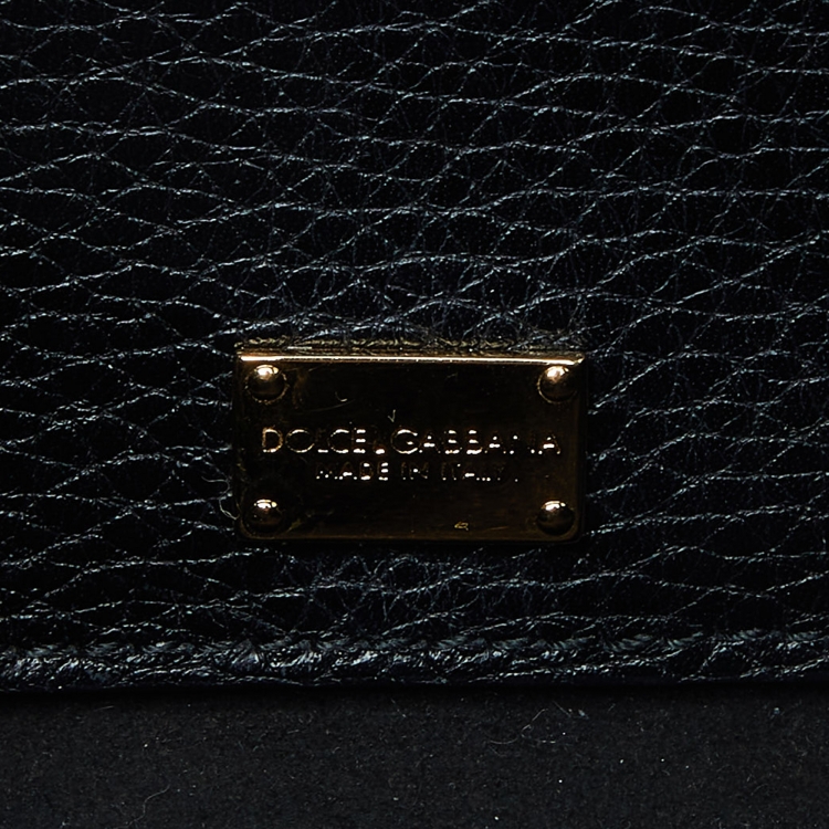 Pre Owned Dolce & Gabbana Black Leather Small Rosalia Shoulder Bag