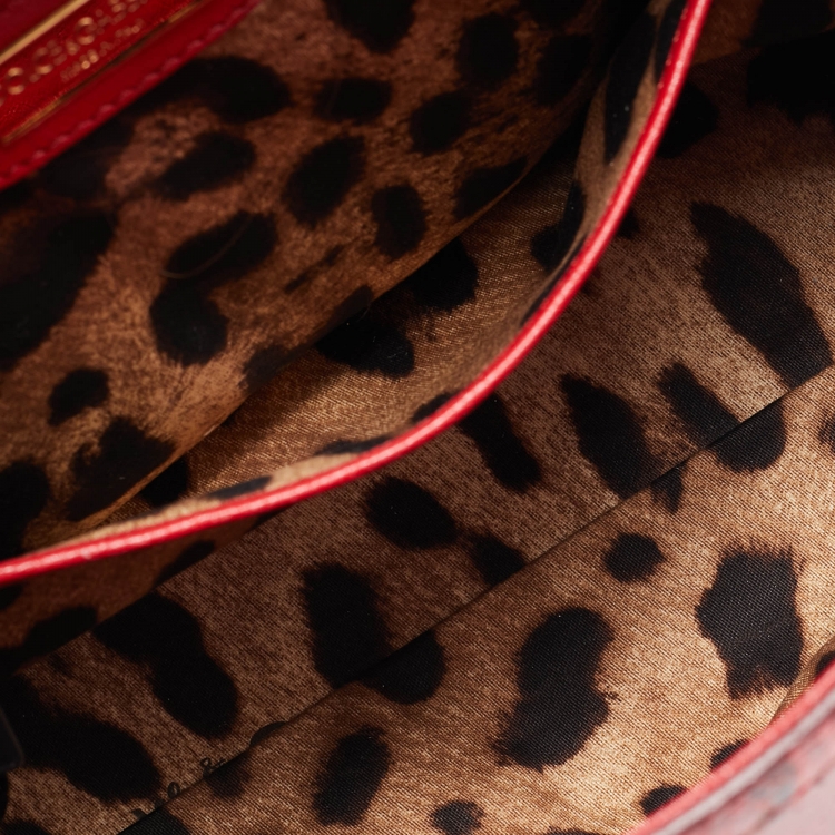 Pre Owned Dolce & Gabbana Red Python Medium Miss Sicily Top Handle Bag