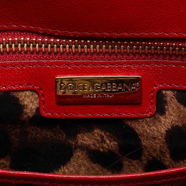 Pre Owned Dolce & Gabbana Red Python Medium Miss Sicily Top Handle Bag