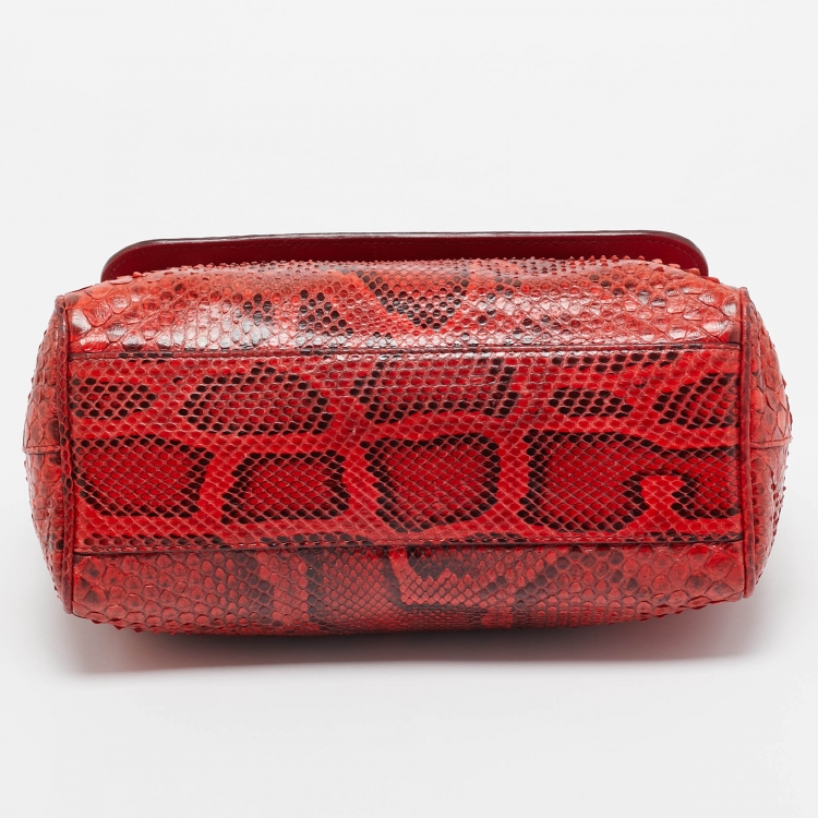 Pre Owned Dolce & Gabbana Red Python Medium Miss Sicily Top Handle Bag