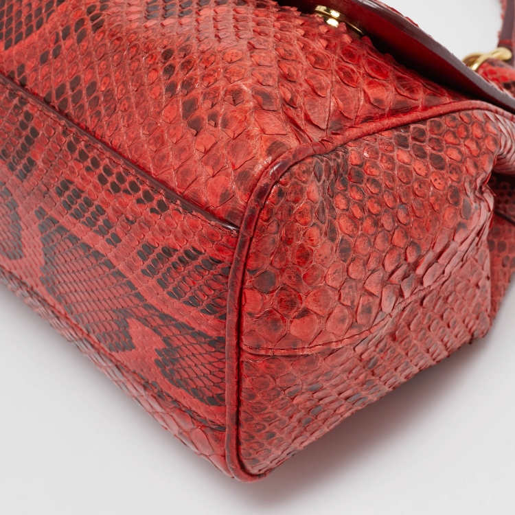 Pre Owned Dolce & Gabbana Red Python Medium Miss Sicily Top Handle Bag