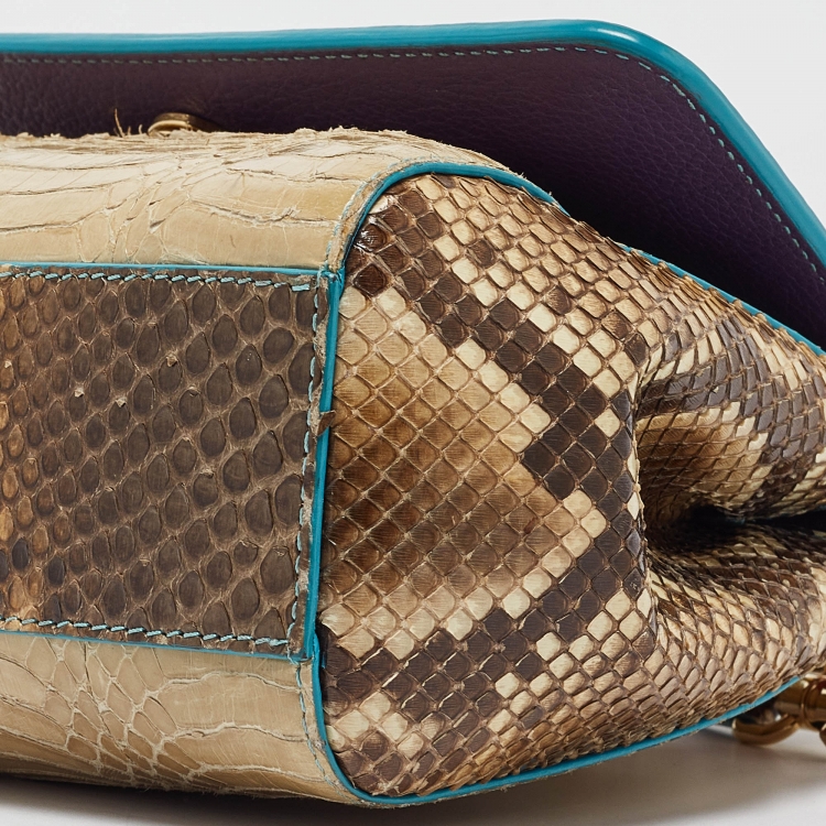 Pre Owned Dolce & Gabbana Multicolor Crocodile and Python Limited Edition Small Miss Sicily Top Handle Bag