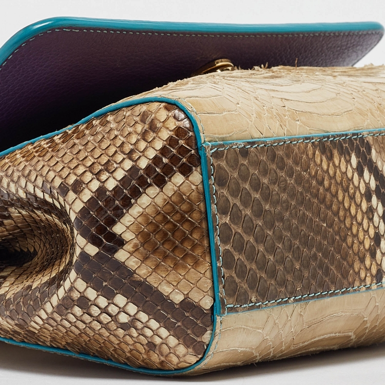 Pre Owned Dolce & Gabbana Multicolor Crocodile and Python Limited Edition Small Miss Sicily Top Handle Bag