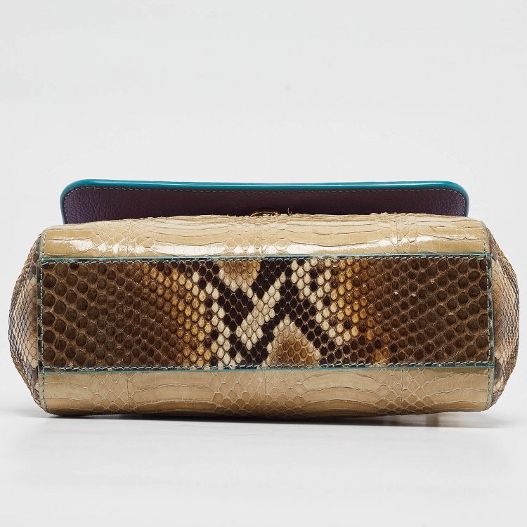 Pre Owned Dolce & Gabbana Multicolor Crocodile and Python Limited Edition Small Miss Sicily Top Handle Bag
