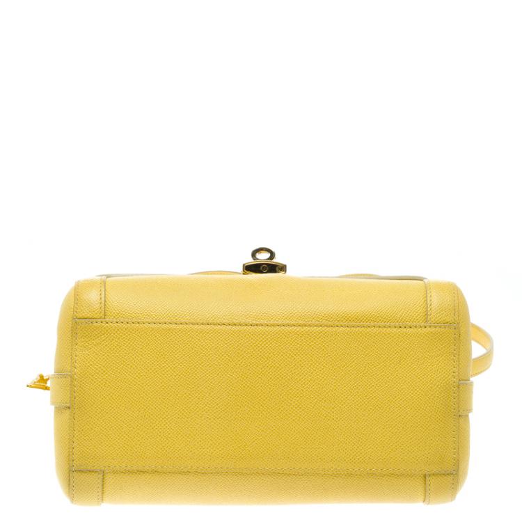 Pre Owned Dolce and Gabbana Yellow Leather Miss Dolce Top Handle Bag