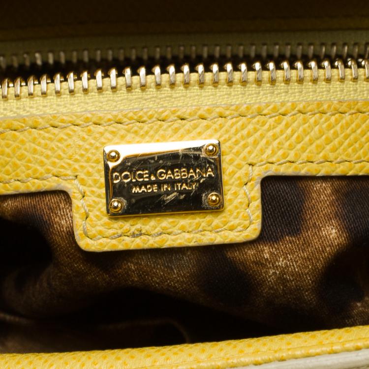 Pre Owned Dolce and Gabbana Yellow Leather Miss Dolce Top Handle Bag