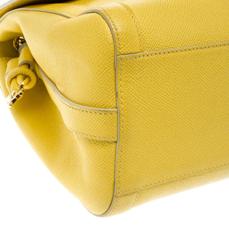 Pre Owned Dolce and Gabbana Yellow Leather Miss Dolce Top Handle Bag